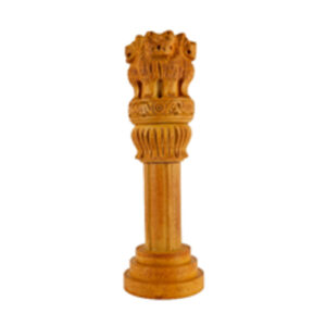 Handmade Wooden Ashoka Pillar Statue, Natural Wood Finish